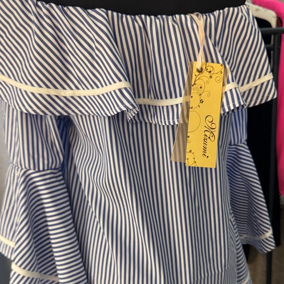 Striped Off-Shoulder Ruffle Top NWT - Picture 5 of 5